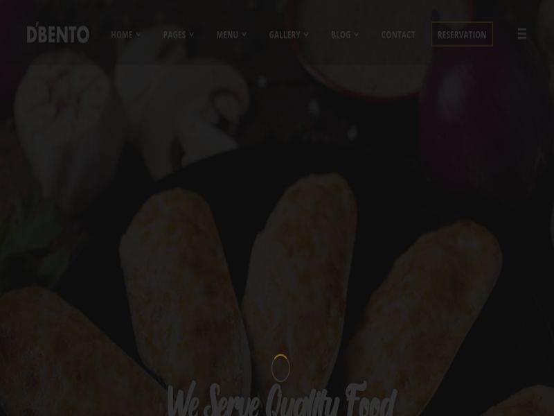 D'Bento restaurant website homepage